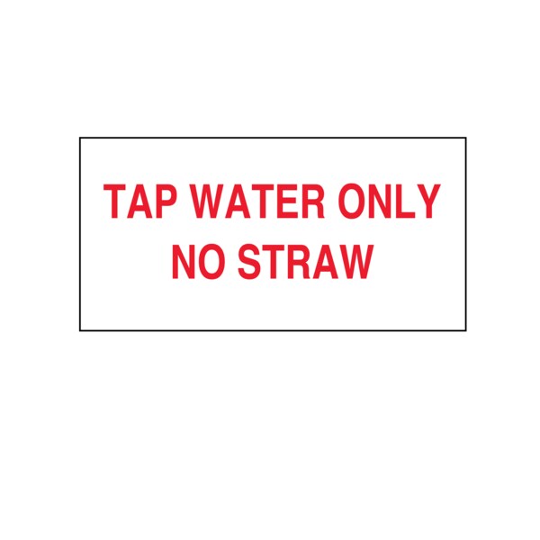 Printed Chart Tape - Tap Water Only No Straw, PK3
